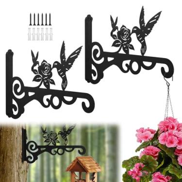 Imagem de HJJWNDDNG 2 pacotes de ganchos para pendurar na parede, 25 cm, gancho de parede para plantas de ferro, para lanterna de jardim, alimentador de pássaros (preto, 2 peças)