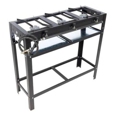 Imagem de Fogão Fogareiro 3 Bocas 4 Chamas Caulim Camping Cozinha Industrial Alt