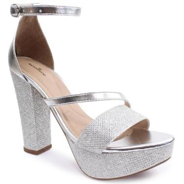 Imagem de Sandália Modarpe Meia Para Salto Alto Grosso Feminina M67 (Prata, BR, Adulto, Numérico, 33)