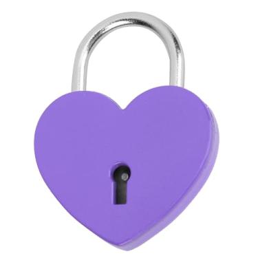 Imagem de AUNMAS Cadeado de Coração Com Chave 45x59mm Pequeno Cadeado de Metal para Caixa de Joias de Diário e Bagagem, Decorativo Em Formato de Coração para Crianças, Meninas, Acessórios de Viagem (Roxo)