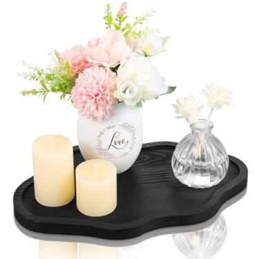 Imagem de BIEOFFEI Pequena bandeja decorativa de madeira para servir velas perfumadas, bandeja de joias de madeira de nuvem, bandejas de madeira para decoração de casa