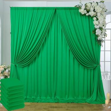 Imagem de Cortina de fundo verde sem rugas de 9 m x 3 m para festas, 6 painéis, 1,5 x 3 m, pano de fundo verde de poliéster sedoso para fotos de casamento, aniversário, chá de bebê, fundo fotográfico