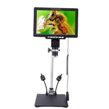Imagem de Luqeeg Microscópio Digital de 10,1 Polegadas, Microscópio Eletrônico HD 2000x, Distância de Foco Ajustável de 10-130 mm para Identificação Mineral Observação Biológica