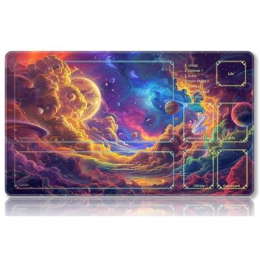 Imagem de Mipikel Tapete de brinquedo para MTG, tapete de jogo com zonas, tamanho 61 x 35,5 cm, TCG e tapete de jogo de tabuleiro para cartas, bolsas de armazenamento grátis, tapetes de mesa de mousepad