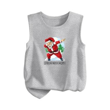 Imagem de Camiseta Regata Gráfica Sem Mangas Com Estampa De Papai Noel Para Meni