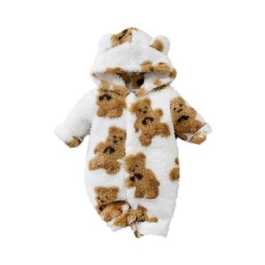 Imagem de Macacão De Pelúcia De Urso De Pelúcia Fofo Para Bebês De 0 a 18 Meses,