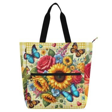Imagem de Bolsa feminina Spring Rose Sunflowers, bolsa de trabalho, lona, faculdade, escola, bolsas, carteiro, livros, presentes