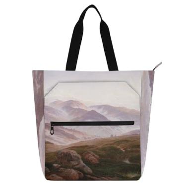 Imagem de GAIGEO Caspar David Friedrich Bolsa de trabalho para pintura feminina sacola de lona com zíper bolsa de praia para professores com compartimentos