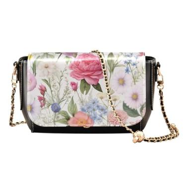Imagem de GAIGEO Bolsas tiracolo femininas de couro Navajo bege e marrom, bolsa tiracolo de couro com aba, bolsas transversais para mulheres, Aquarela floral 4, One Size