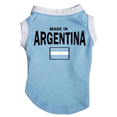 Imagem de Petitebella Roupas de cachorro feitas na Argentina camisa de algodão azul (grande, azul)