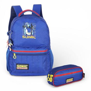 Imagem de Kit Mochila De Costas+estojo Escolar Sonic The Hedgehog