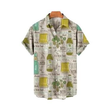 Imagem de Camisa Masculina De Verão Com Estampa 3D Para Festival De Cerveja, Est