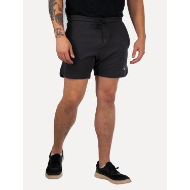 Imagem de Bermuda Reserva Masculina Moletom Malha Textura Waffle Preta-Masculino
