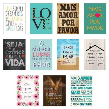 Imagem de Jogo 11 Placas Decorativas Amor Em Mdf 2,5Mm 19X28,5Cm