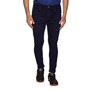 Imagem de Calça Masculina Skinny Preto Barra Desfiada Premiumtendencia, 46, Azul