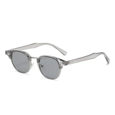 Imagem de Óculos de Sol UV400 - Metal Oval Punk com Rebites para Homens e Mulheres, Esportivos, para Corrida, Ciclismo e Atividades ao Ar Livre, Cinza Claro