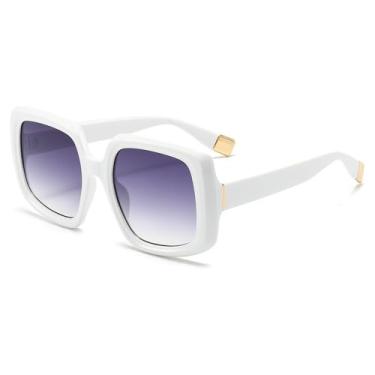 Imagem de Óculos de Sol UV400 - Armação Grande com Lentes Degradê Coloridas para Homens e Mulheres, Ideais para Esportes ao Ar Livre, Corrida e Ciclismo, Branco