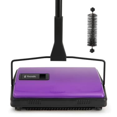 Imagem de Yocada Vassoura de carpete manual para limpeza doméstica para escritório em casa, tapetes de baixo e subpêlo, tapetes de pelos de animais de estimação, restos de papel, pequeno lixo, limpeza com uma