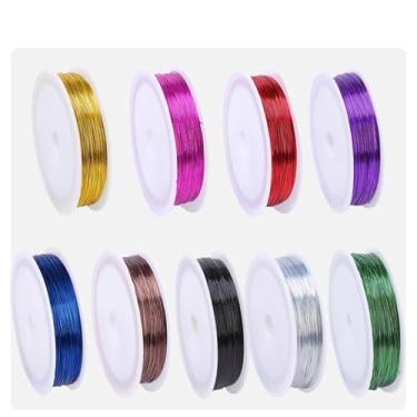 Imagem de 9 rolos de fio de alumínio colorido de 0,5 mm, 360 m (1181,1 pés) Total de fio para fabricação de joias, cores sortidas para contas, embrulho de arame, artesanato de arte DIY e escultura por rolo de
