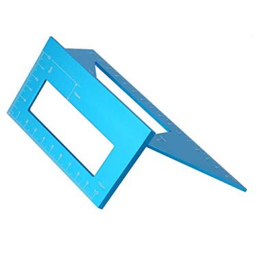 Imagem de Régua de ângulo de 45 90 graus, liga de alumínio, ferramenta multifuncional para trabalhar madeira, medidor de medição profissional para projetos de carpintaria, faça você mesmo, (Azul)
