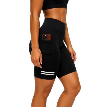 Imagem de Kit 3 Bermudas Ciclista Suplex Bolso Não Fica Transparente Cós Alto-Feminino
