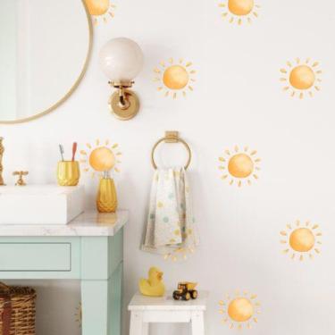 Imagem de adesivo de parede sol aquarela decoração minimalista sala cozinha - Ad