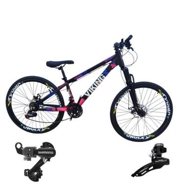 Imagem de Bicicleta 26 VikingX Tuff30 24v Cambios Shimano Pneu Slick Fino Preto1.50-Unissex