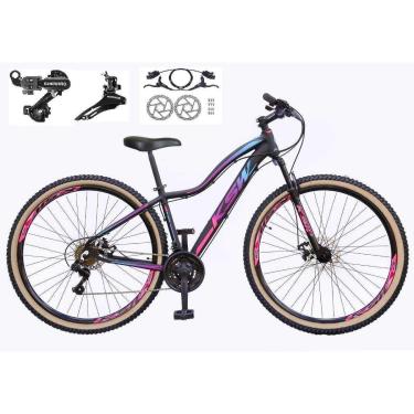 Imagem de Bike Feminina Aro 29 KSW Mwza 24v Shimano Freios Hidráulicos Suspensão Pneu Faixa Bege-Feminino