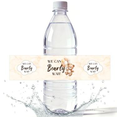Imagem de 100 peças, letreiro We Can Bearly Wait Bearly Wait Decoração de chá de bebê, etiqueta de garrafa de água para aniversário, chá de panela, festa de boas-vindas