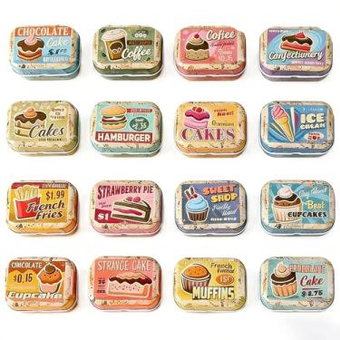 Imagem de Caixa organizadora retangular de metal vintage, 16 peças, com tampa para artesanato, doces, lembrancinhas de festa