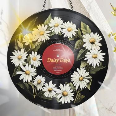 Imagem de Suncatcher acrílico colorido, decoração de janela suspensa de flores com design de vitral impresso, apanhador de sol, arte de parede de arco-íris, ornamentos de Natal para uso interno e externo 19,8 x