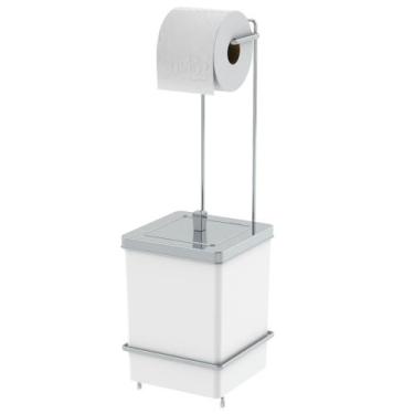 Imagem de Lixeira Quadrada Com Suporte Para Papel Higiênico 6,5 Litros - Future 