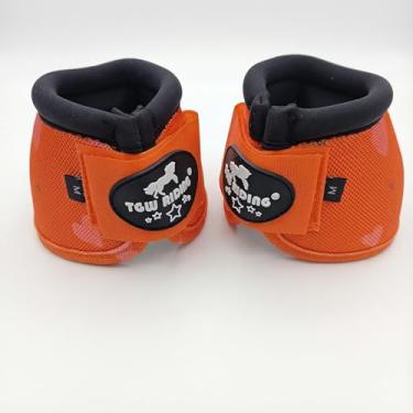 Imagem de TGW RIDING 2520D Botas de sino de cavalo sem volta, bota de sino de casco balístico equino, par (coração laranja, M)