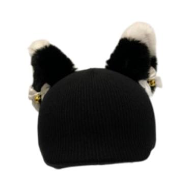 Imagem de Aymzbd Capa para Capacete de Esqui, Gorro de Tricô Divertido, Acessório Fofo, Protetor E Decorativo para Capacetes de Snowboard E Esqui, Adequado para Snowbo, Orelha Preta E Branca