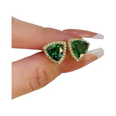 Imagem de Brincos De Zircônia Cúbica Verde Para Mulheres, Joias Elegantes E Mode