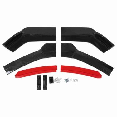 Imagem de Keenso Lábio Dianteiro, Kit de Corpo de Lábio de Pára-choque Dianteiro de 6 Peças, Spoiler de Ajuste de Estilo de Fibra de Carbono para Carros