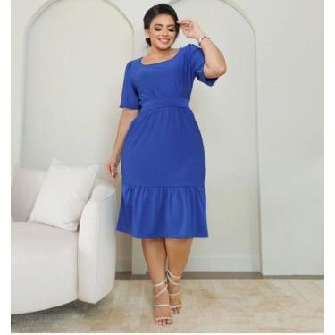 Imagem de Vestido Midi Zuleica Moda Evangélica Feminina, Azul, Único