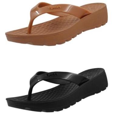 Imagem de Kit 2 Pares Chinelo Feminino Ortopédico Salto Anabela Dijean-Feminino