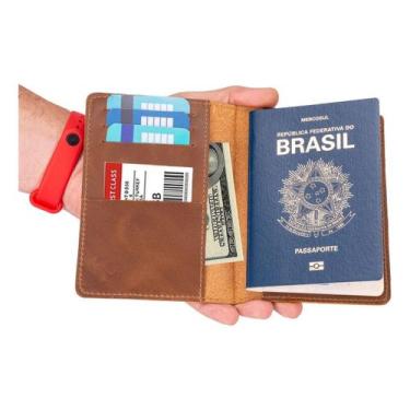 Imagem de Porta Passaporte Documentos/cartões/cédulas Couro Legítimo - Ello Grif