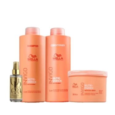 Imagem de Kit Shampoo Condicionador Máscara Nutri Enrich E Oil Reflections Luminous Wella