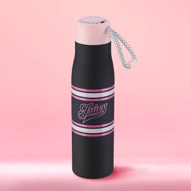 Imagem de Juicy Couture Garrafa de água Luxe Loop Varsity Logo de 500 ml com cabo de tecido, preta
