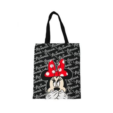 Imagem de Bolsa Sacola Preta Retangular Rosto Minnie 40x33cm Disney