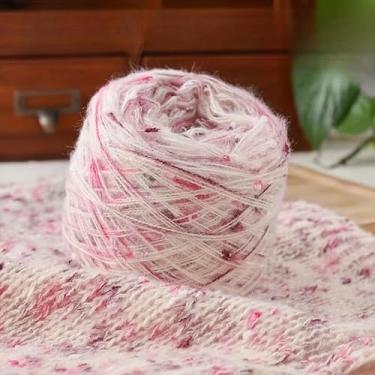 Imagem de 4 bolas coloridas bolinhas de fio arco-íris Mohair para tricô, chapéus, suéteres, artesanato e cobertores - 15% mohair, 15% lã, 70% acrílico, 1 saco = 4 bolas = 400 g (vinho ameixa)