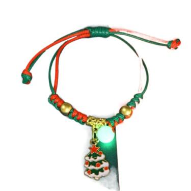 Imagem de Guirlanda do Advento Pulseira de Natal Noctilucente Sino Boneco de Neve Alce Corrente de Mão Estética Floco de Neve Pulseira Feliz Natal, B, Corda de algodão, liga metálica, Sem Pedra Preciosa
