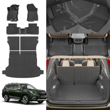 Imagem de Rongtaod Tapetes compatíveis com Subaru Forester 2025 NO Hybrid Trunk Mat Forro de porta-malas Forro de carga Capa de assento traseiro Acessórios Forester para todos os climas (tapetes de chão +