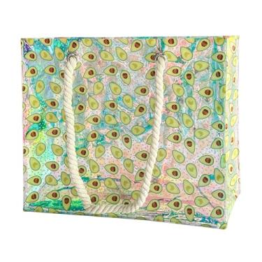 Imagem de TotePrint Sacola transparente com alças de corda, 40 x 10 x 30 cm à prova d'água de PVC à prova de areia para shows, Azul + abacate, 15.75*11.81*3.94INCH