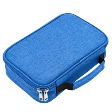 Imagem de Estojo Escolar Box Organizador Grande com 72 Divisórias – Porta Canetas, Lápis e Acessórios com Alça – Multifuncional para Escola, Faculdade e Escritório Masculino e Feminino Premium Azul