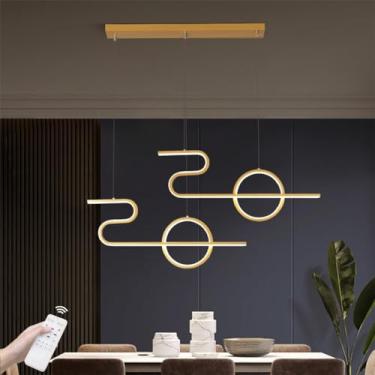 Imagem de Luminária de teto pendente LED para mesa de jantar, com intensidade regulável, 90 cm, design moderno e elegante, 50 W, lustre para quarto, sala de jantar, escritório, cozinha e sala de estar