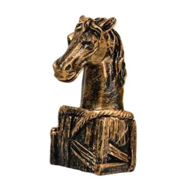Imagem de Generic Enfeite de mesa com cabeça de cavalo, escultura nórdica de animal, decoração para o Ano Chinês, ideal para quarto, armário ou estante, Ouro Preto