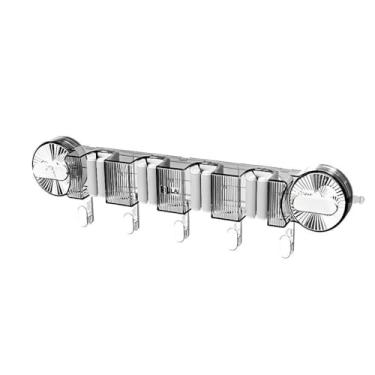 Imagem de Suporte Porta Vassoura Rodo Mop Organizador Parede Ventosa a Vácuo Sem Furar Banheiro Cozinha(Cinza Transparente)